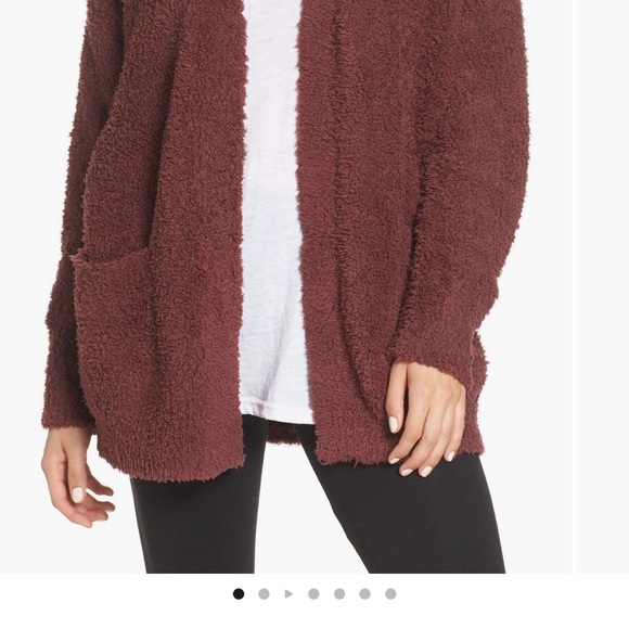 Barefoot Dreams Cozy Chic cardigan in the color Rosewood - Picture 3 of 4